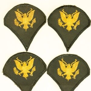 Vintage Embroidered United States Army Specialist E4 Golden Eagle Patch Bundle